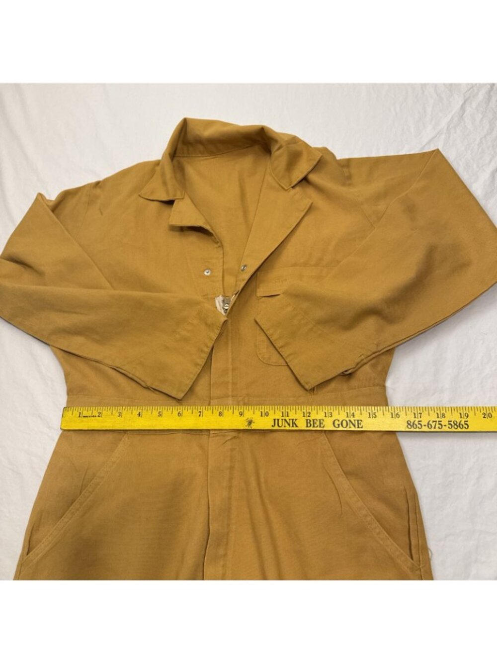 Vtg USA Women’s Mustard  Yellow Cotton Twill Artist Gardener  Jumpsuit W32" L29" - Picture 3 of 9
